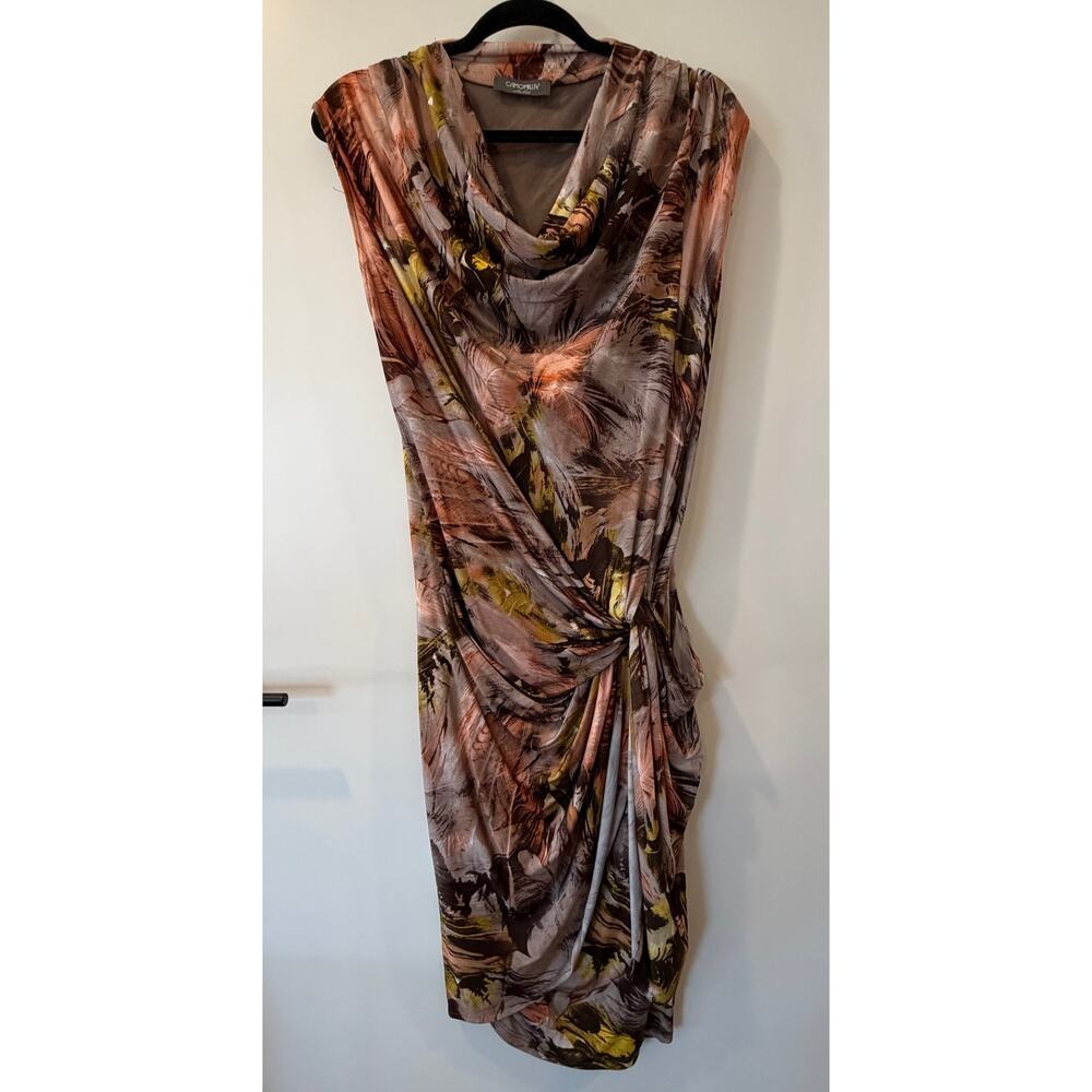 Stunning Camomilla Dress Body Con Slimming Stretchy Capped Sleeve Tropical